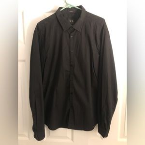 Armani exchange pinstripe black long sleeve shirt slim fit XL